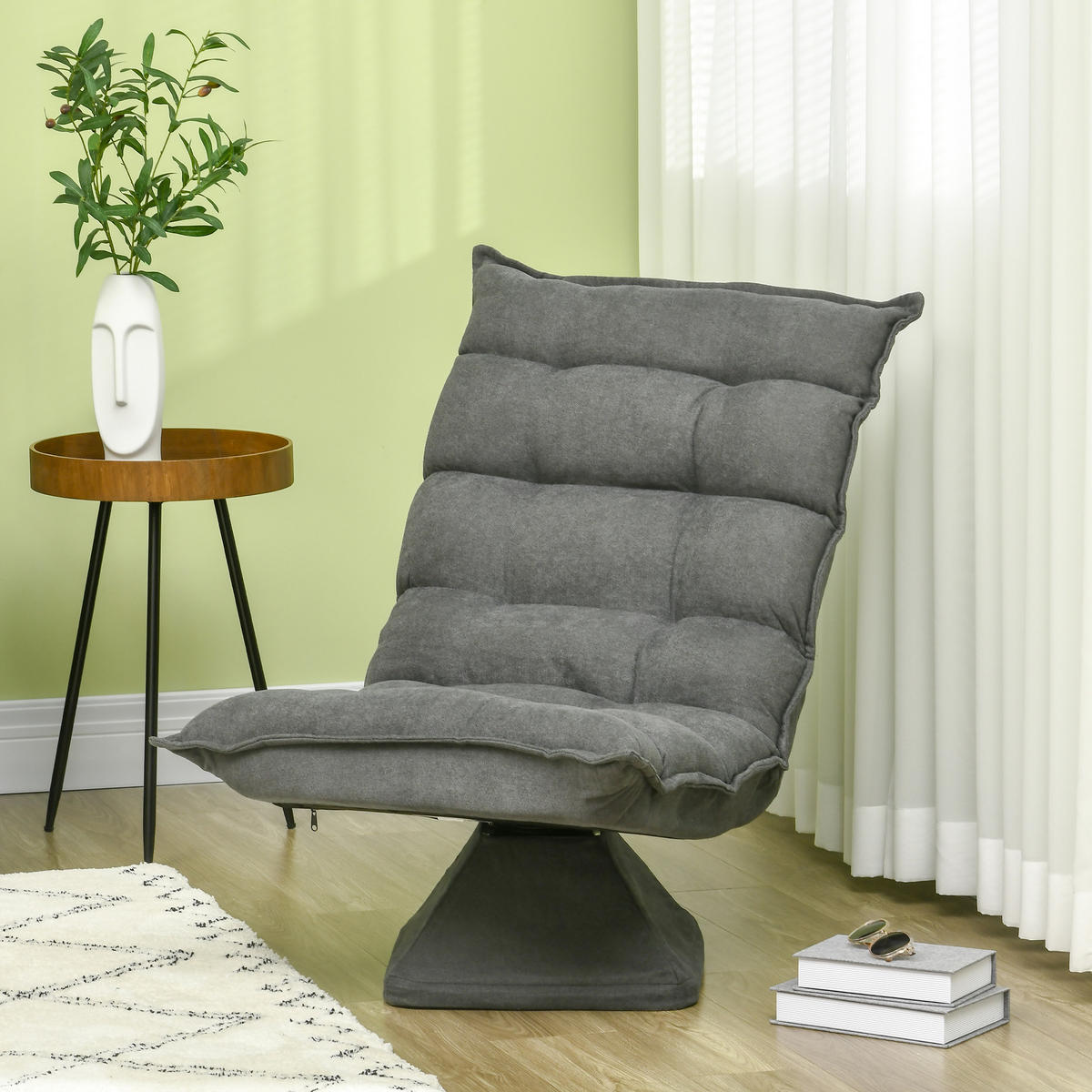 BODENSTUHL, Stahl, Leinenimitat, Grau - Grau, Metall (70/95/62cm) - HOMCOM