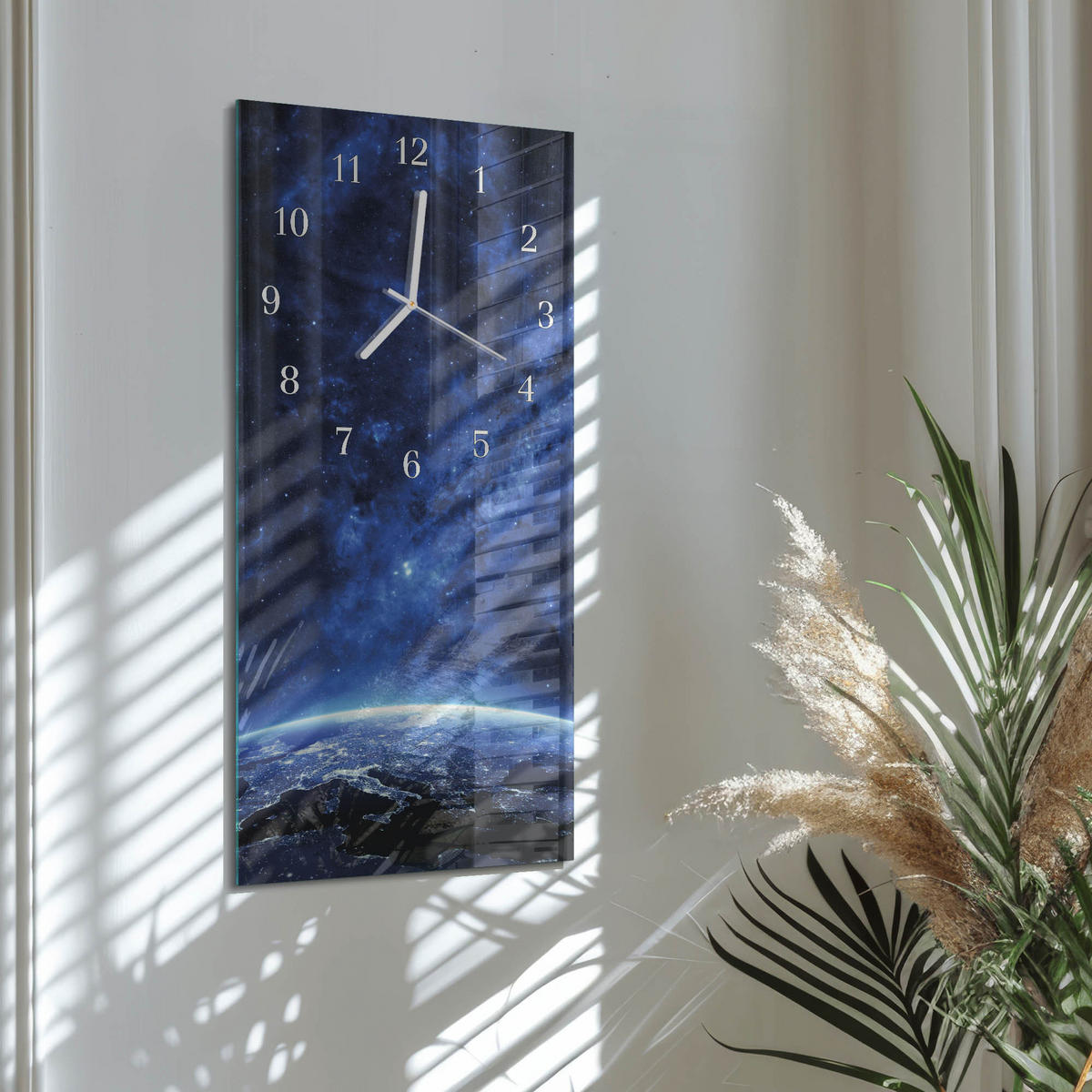 WANDUHR 30x60 cm - Abstraktion - Blau, Glas (30/60/0.4cm) - TULUP
