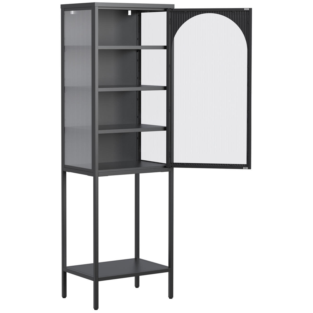 VITRINENSCHRANK 50/35/160 cm schwarz aus Metall und Glas mit verstellbaren Böden - Schwarz, Glas (50/160/35cm) - OKWISH