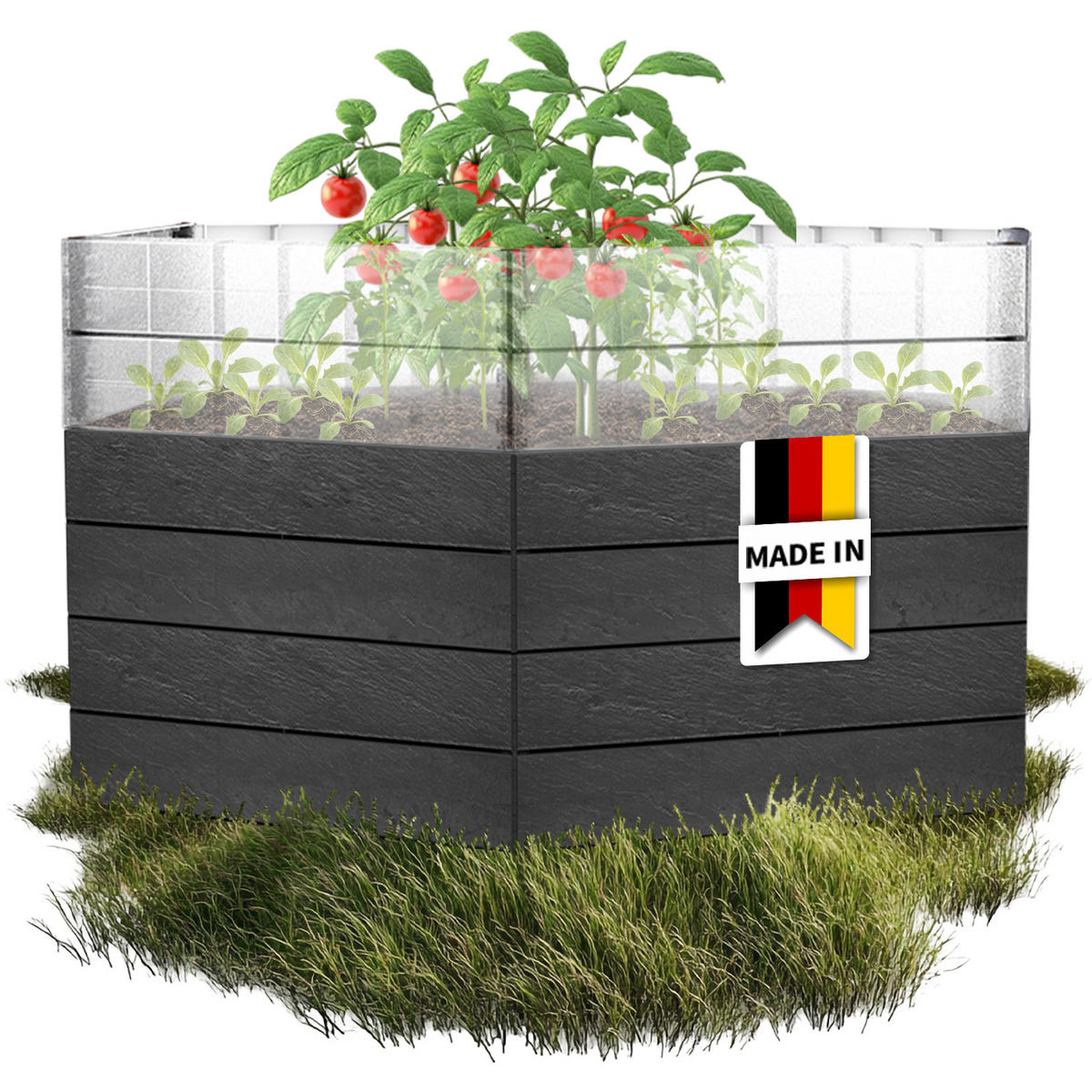 HOCHBEET Turbo XL 75, , inkl. Wassersparsystem - Anthrazit, Kunststoff (145/75/145cm) - GARANTIA