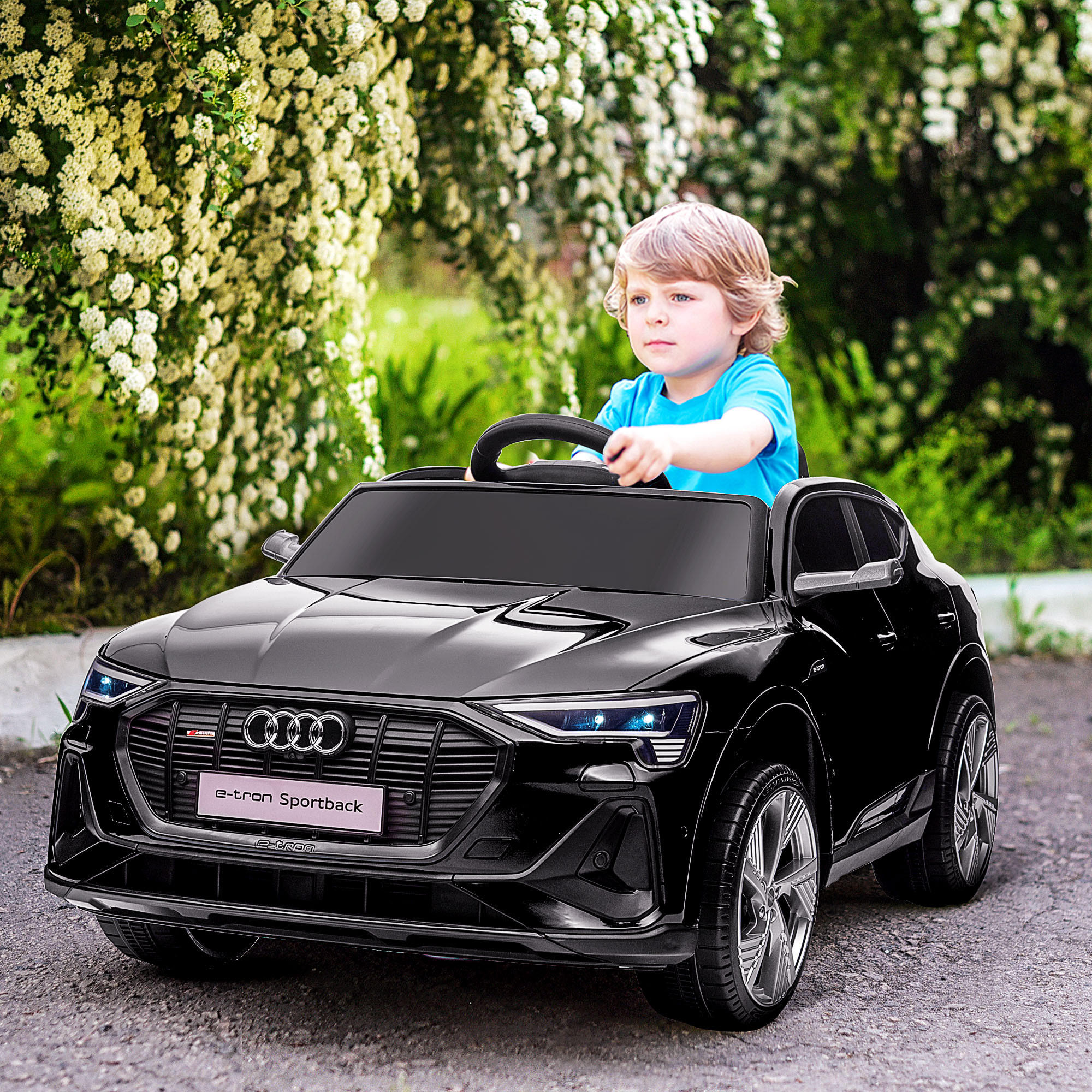 KINDER ELEKTROAUTO, Schwarz/Rot/Weiß, Kunststoff+ Stahl - Schwarz, Metall (108/60/47cm) - HOMCOM
