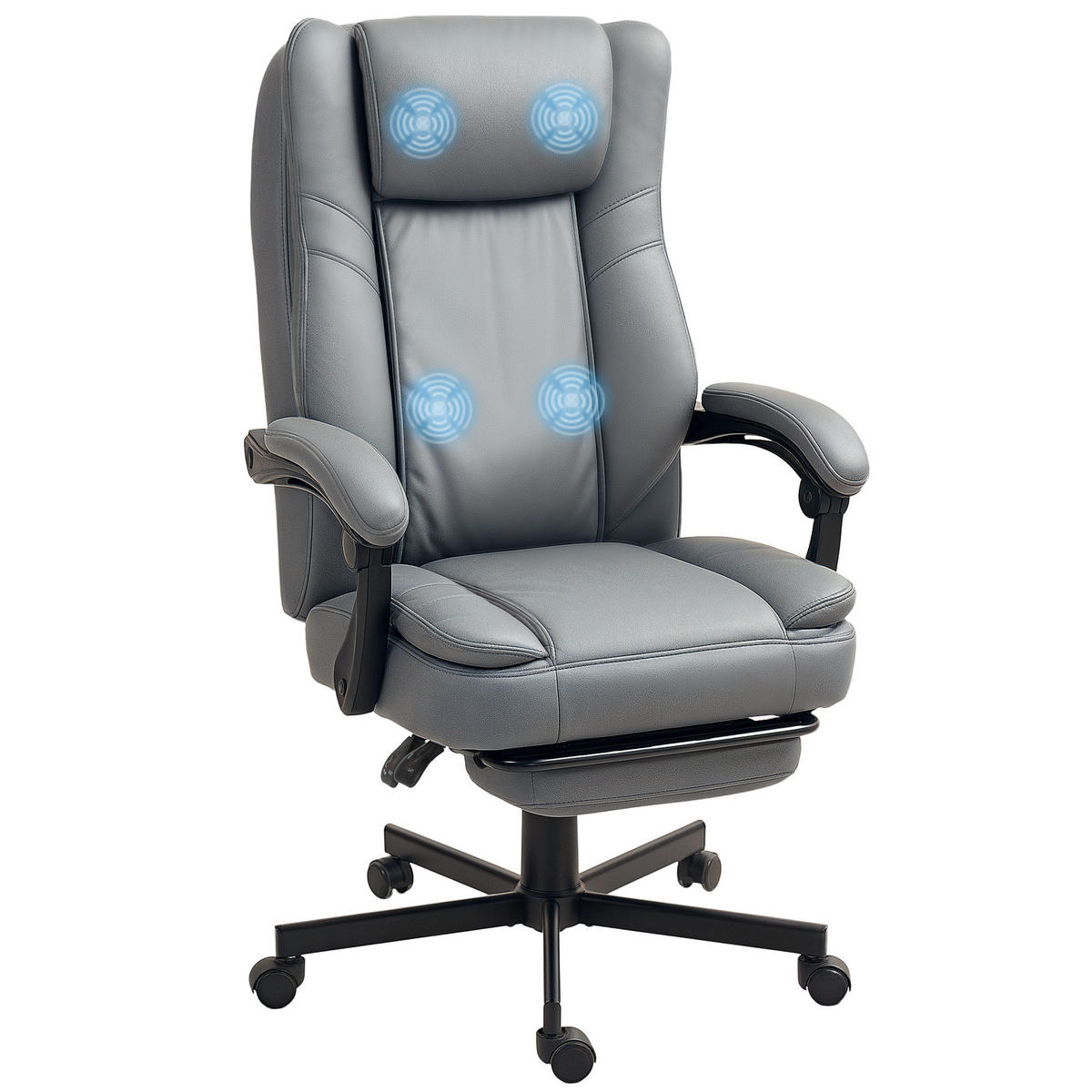 BÜROSTUHL mit Massagefunktion, Grau - Grau, Kunststoff (69/120/64cm) - HOMCOM