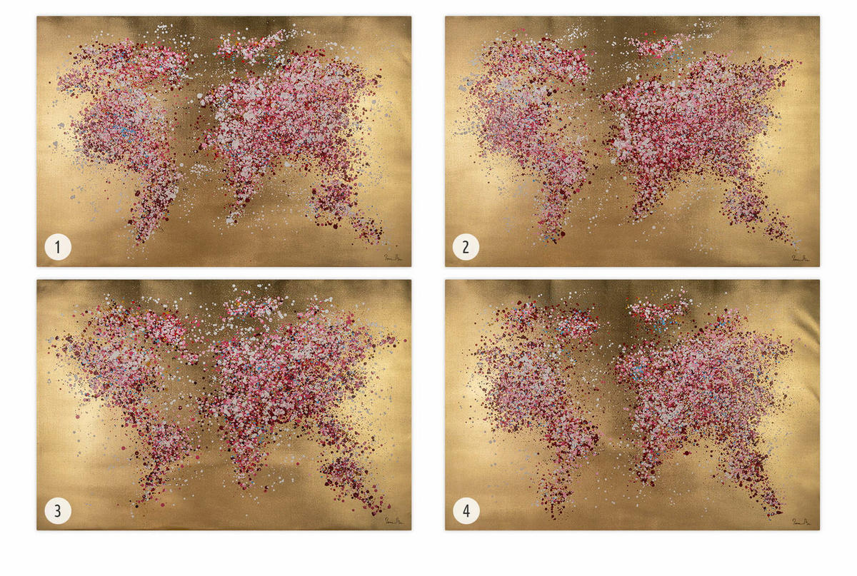 ÖLGEMÄLDE 120/80 cm - Pink/Goldfarben, Holz/Textil (1.96/80cm) - KUNSTLOFT