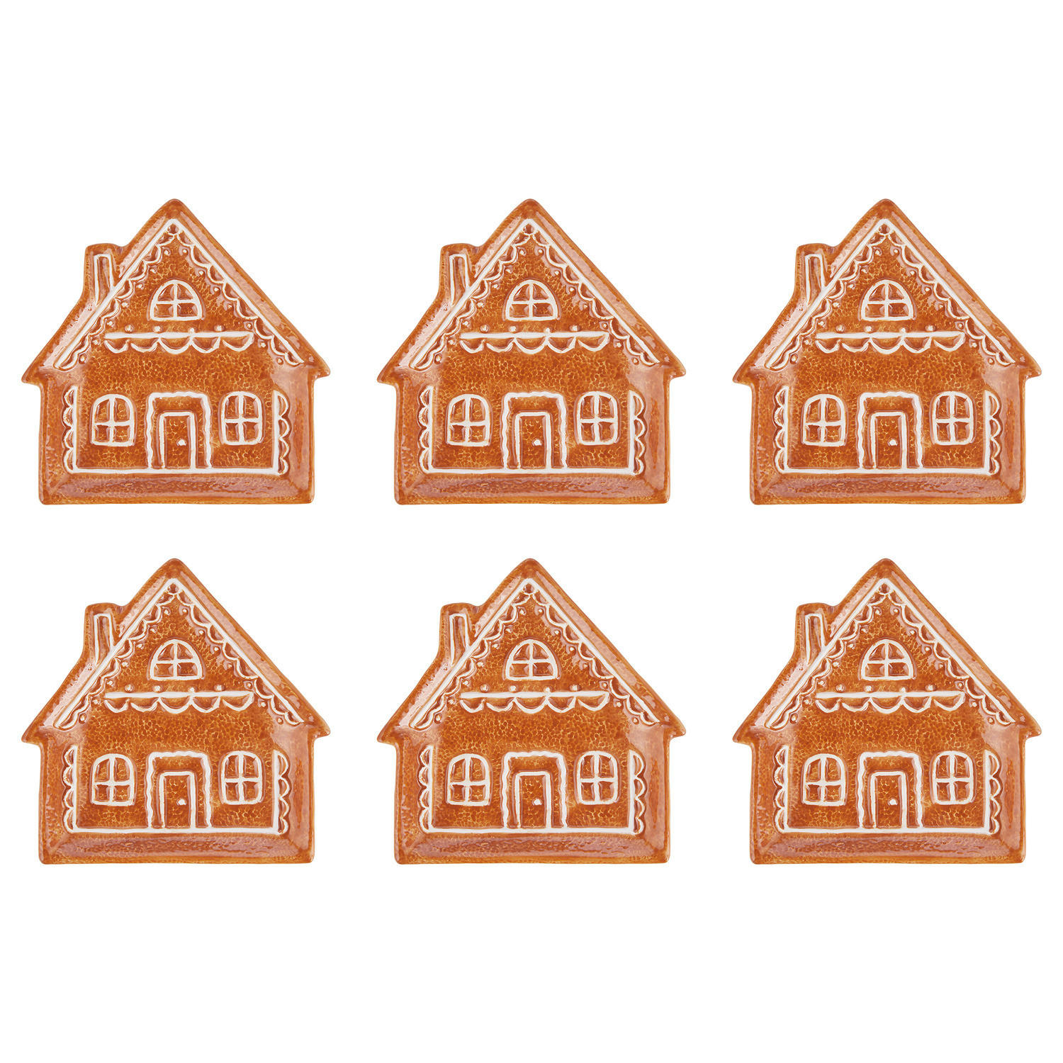 DEKO-TELLER Gingerbread 6Er-Set - Braun, Keramik (2cm) - Butlers