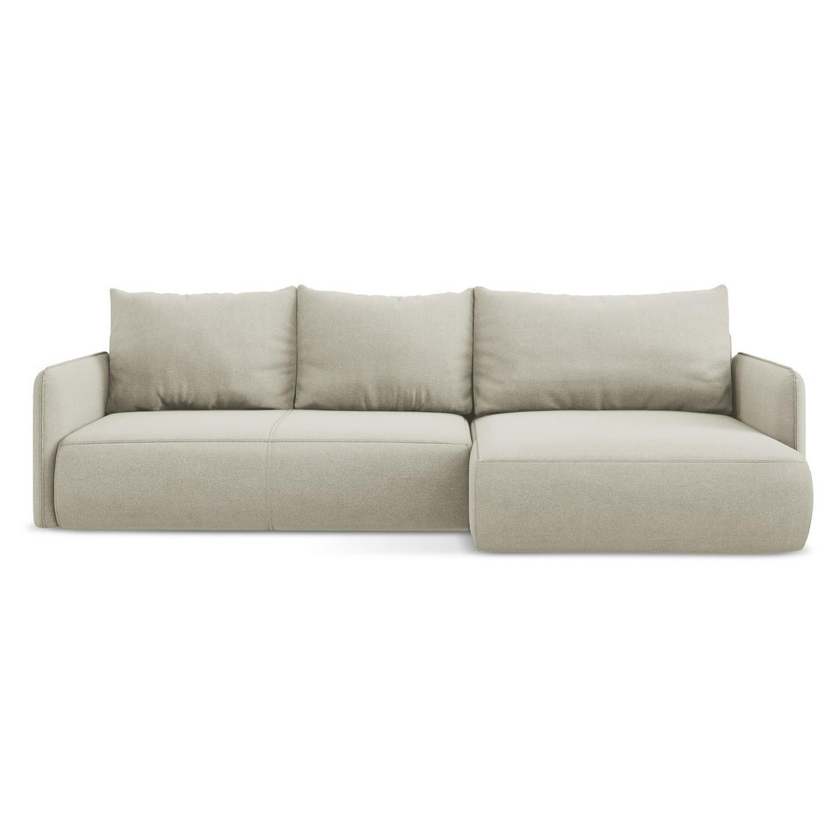 ECKSOFA mit Schlaffunktion Strukturstoff Stoff Beige - Beige/Creme, Kunststoff/Textil (240/148cm) - LaMiaSofa