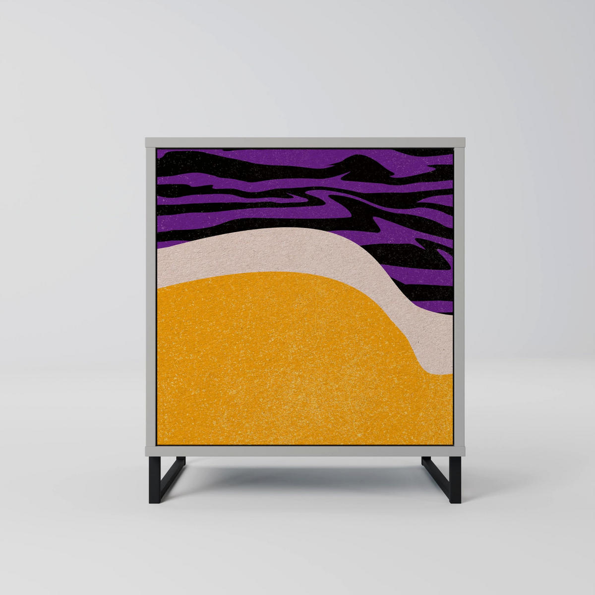 SIDEBOARD INDEPENDENT BORDER, Grau, 57,5x42x77,5 cm, Schräge Buchenholzfüße - Buchefarben/Multicolor, Holzwerkstoff/Buchenholz (57.5/77.5/42cm) - SpaceRebels