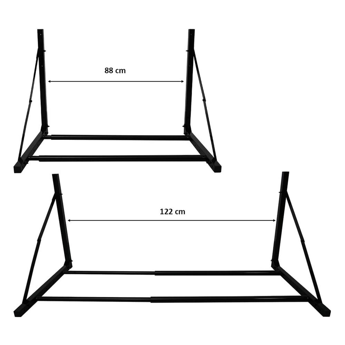 REIFENREGAL Carrero für Wandmontage 62x88-122x57 cm bis zu 5 Reifen klappbar Schwarz - Schwarz, Metall (122/62/57cm) - PROREGAL
