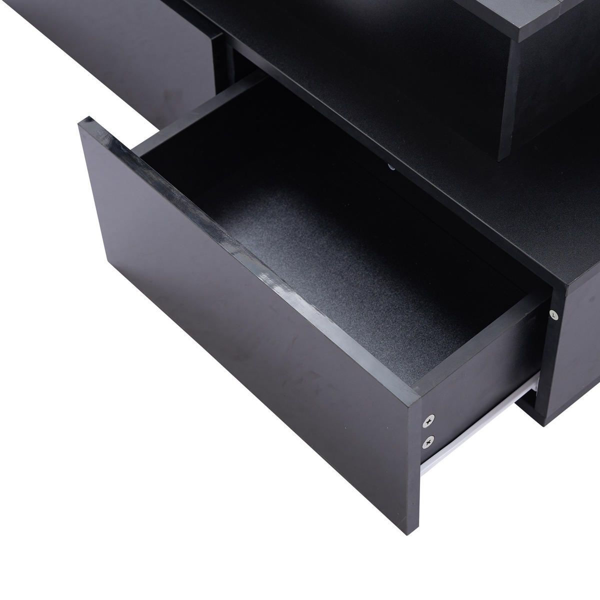 COUCHTISCH 90/55/41 cm schwarz aus Holzwerkstoff mit LED-Beleuchtung und Stauraum - Schwarz, Holzwerkstoff (90/55/41cm) - OKMYHOME
