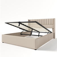 POLSTERBETT 160/200 cm Beige aus Leinen mit Bettkasten - Beige, Textil (160/200cm) - OKMYHOME
