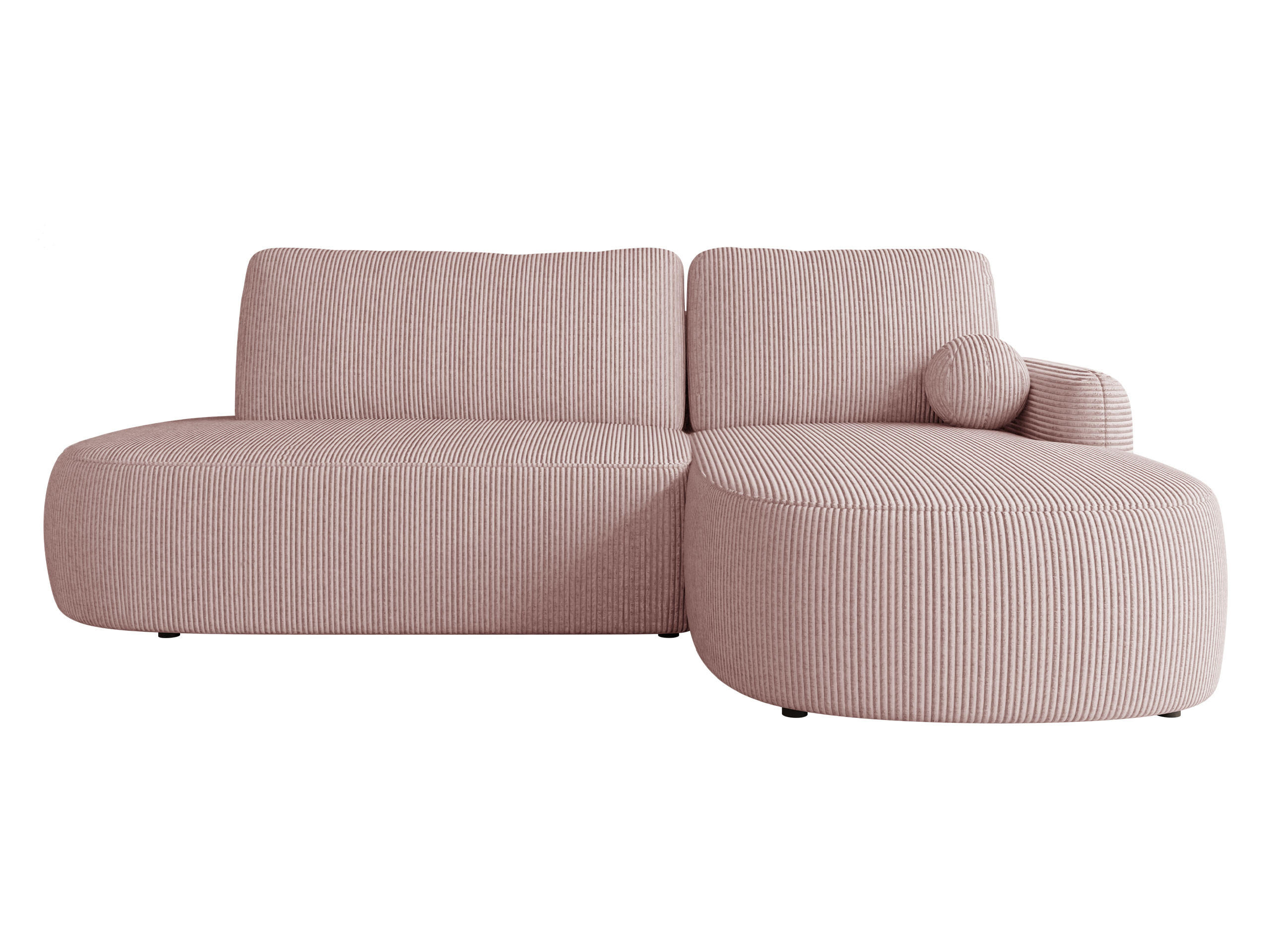 ECKSOFA Loridu O Cord, Seite: Rechts - Schwarz/Rosa, Holz/Kunststoff (274/174cm) - MIRJAN24