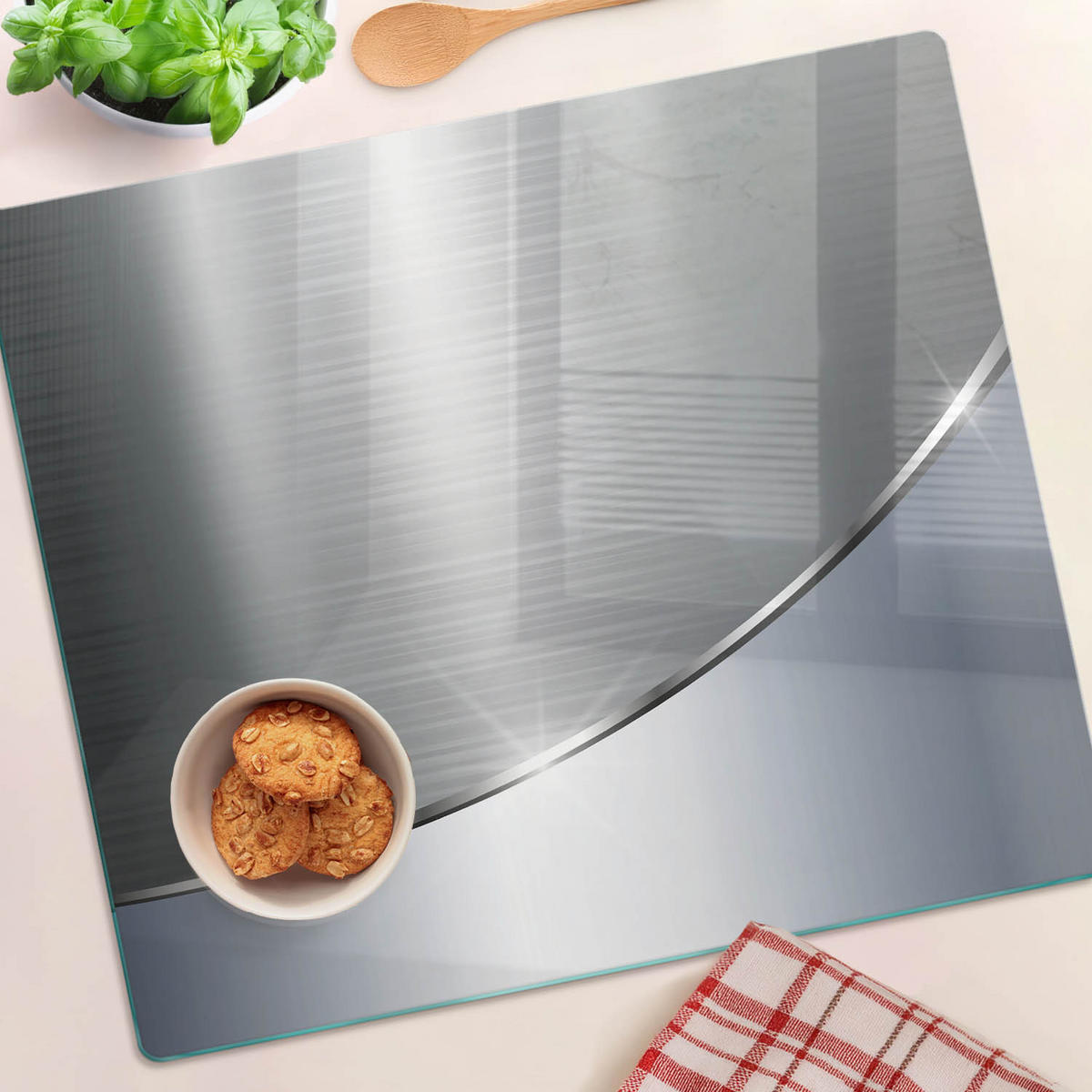 GLASPLATTE 60x52 cm Textur - Silberfarben, Glas (60/0.4/52cm) - TULUP