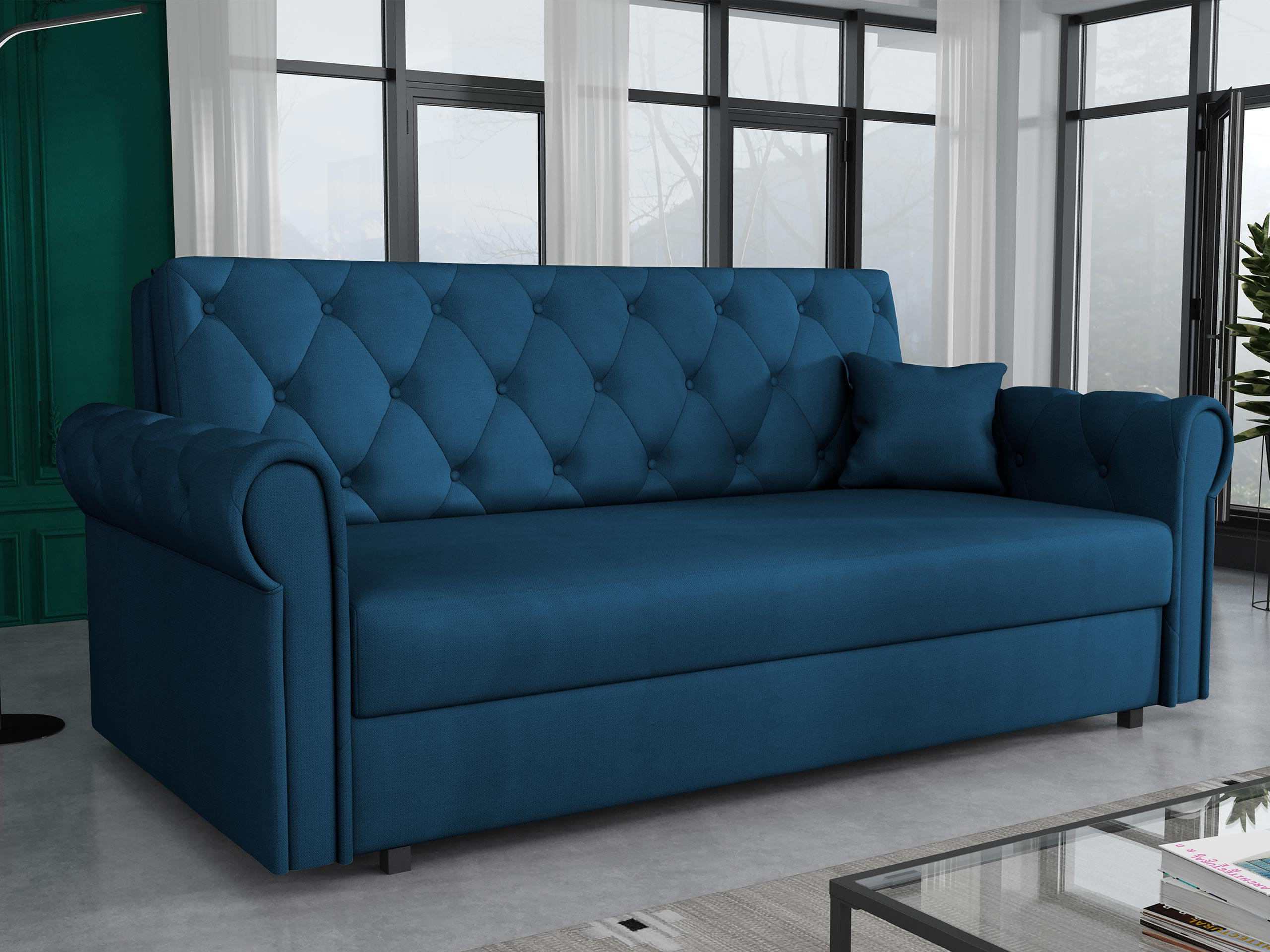 SCHLAFSOFA Viva Roma IV - Blau/Schwarz, Holz/Textil (188/85/98cm) - MIRJAN24