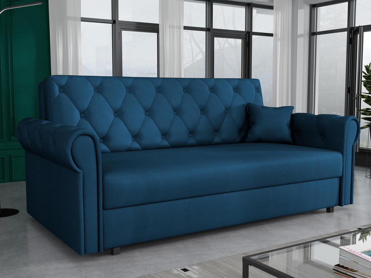 SCHLAFSOFA Viva Roma IV - Blau/Schwarz, Holz/Textil (188/85/98cm) - MIRJAN24