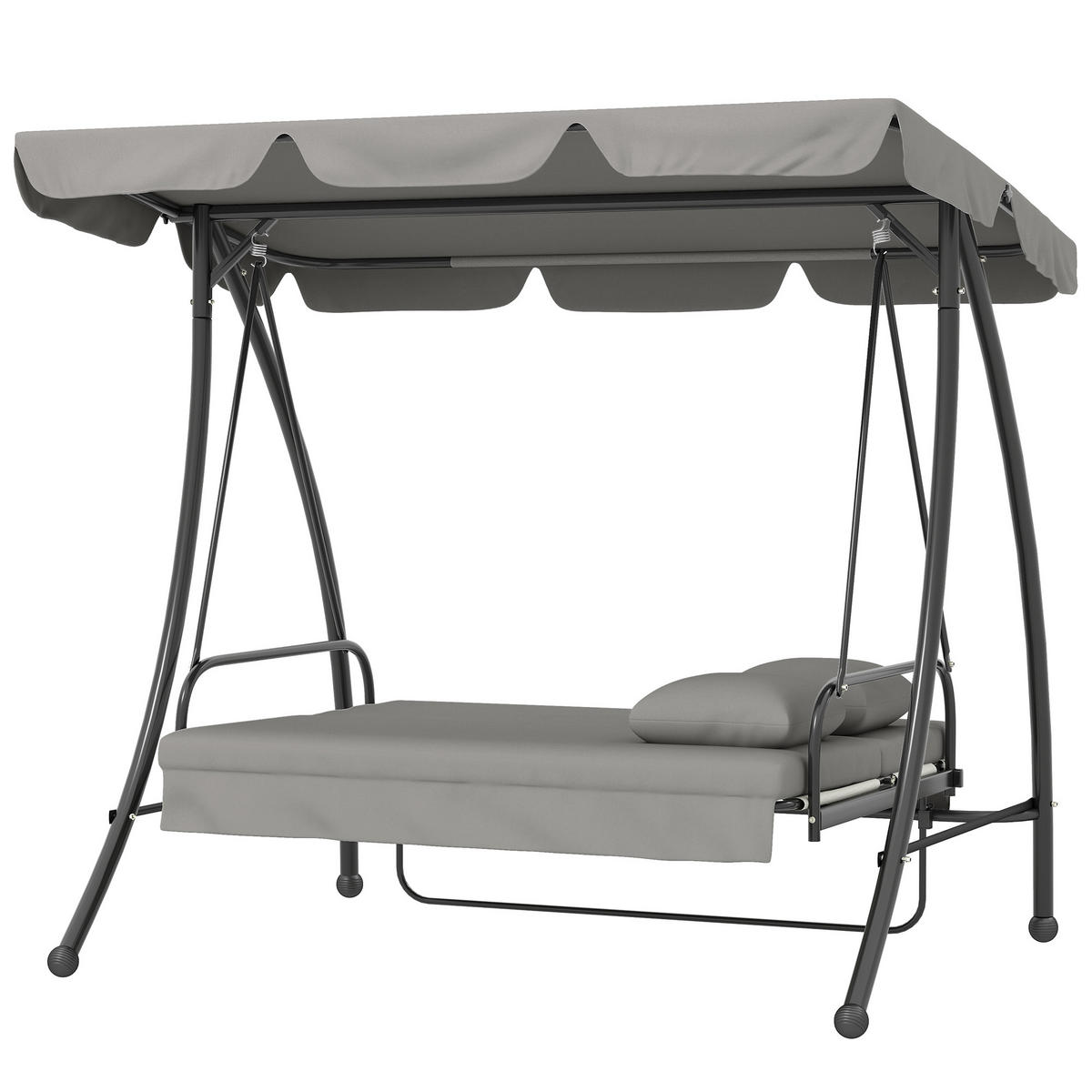 HOLLYWOODSCHAUKEL DE-07018 3-Sitzer, Mit Liegefunktion, neigbares Dach Grau - Grau, Metall (210/170/125cm) - ComfortXL