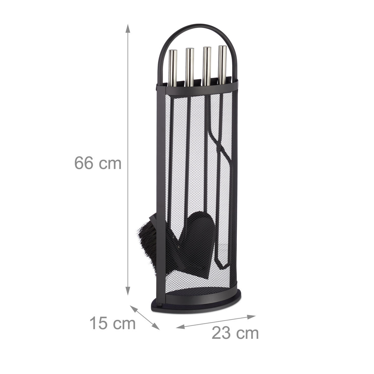 KAMINBESTECK - Schwarz, Metall (23/66/15cm) - Relaxdays