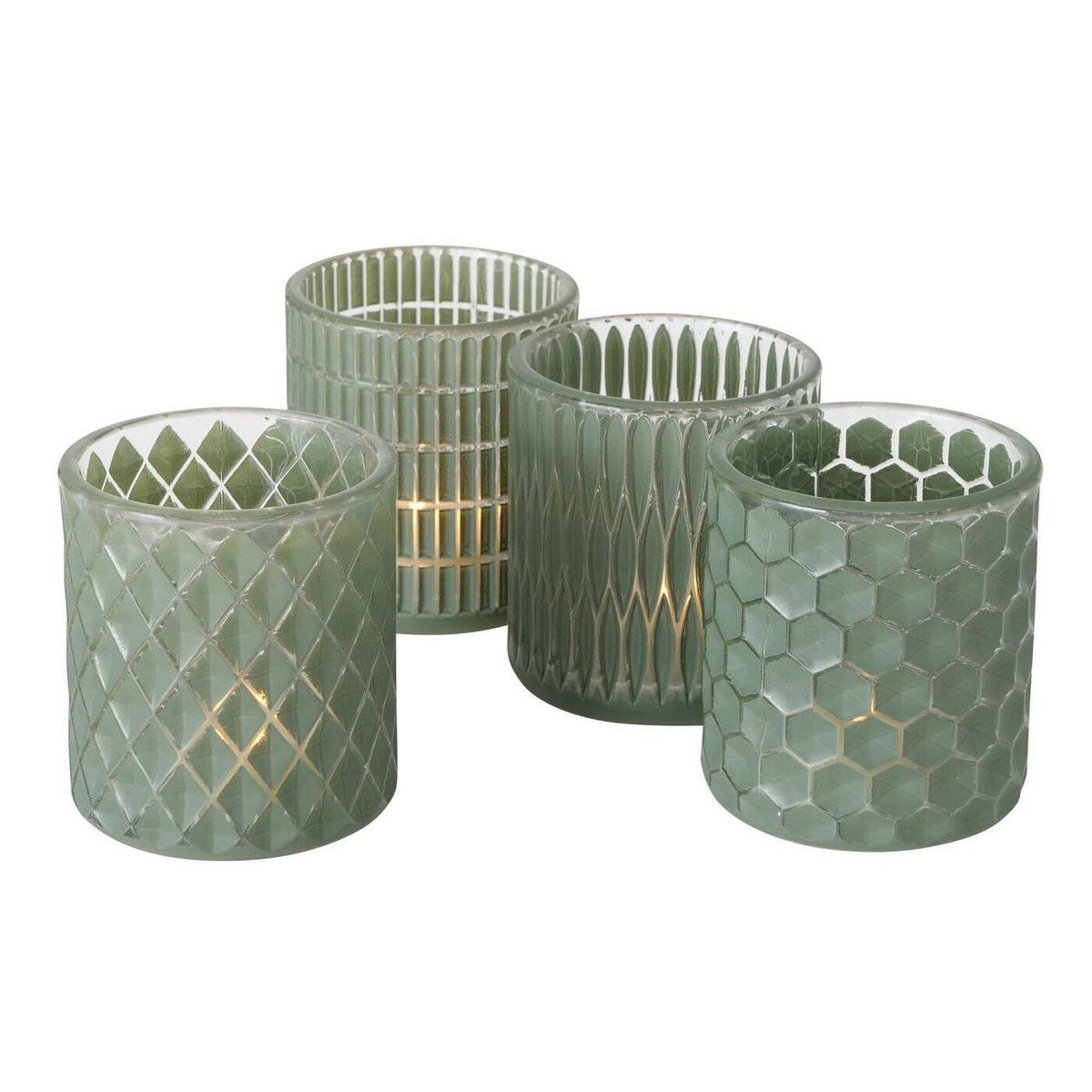 KERZENHALTER Dustin Mosaik Ø 8 cm - Grün, Glas (8/9/8cm) - Boltze Home