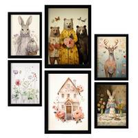 POSTER Set Mit 6 Schmetterlingstiere A3 & A4 Schwarzer Rahmen - Schwarz, Papier (29/3cm) - Nacnic