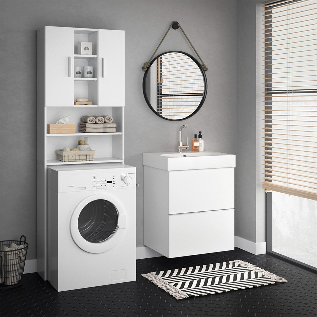 WASCHMASCHINENSCHRANK Luis Weiß 64 x 190 cm - Weiß, Holzwerkstoff (64/190/25.6cm) - Vicco