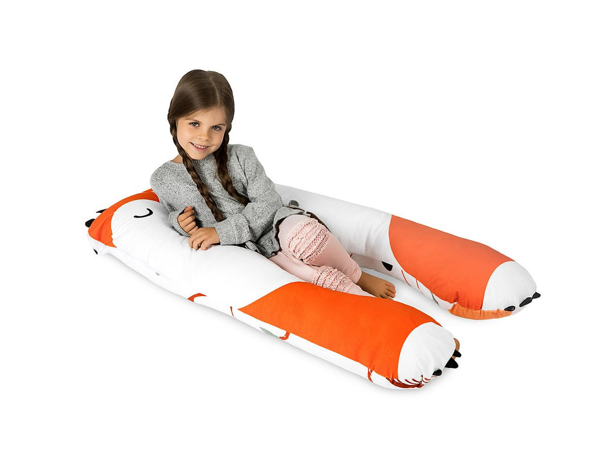 KISSEN für Kinder mit Fuchs - Weiß/Orange, Textil (60/120cm) - KomfortKissen