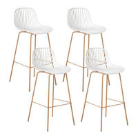 BARSTUHL 4er-Set Weiß Kleve - Hellbraun, Kunststoff (46/103/48cm) - Beliani