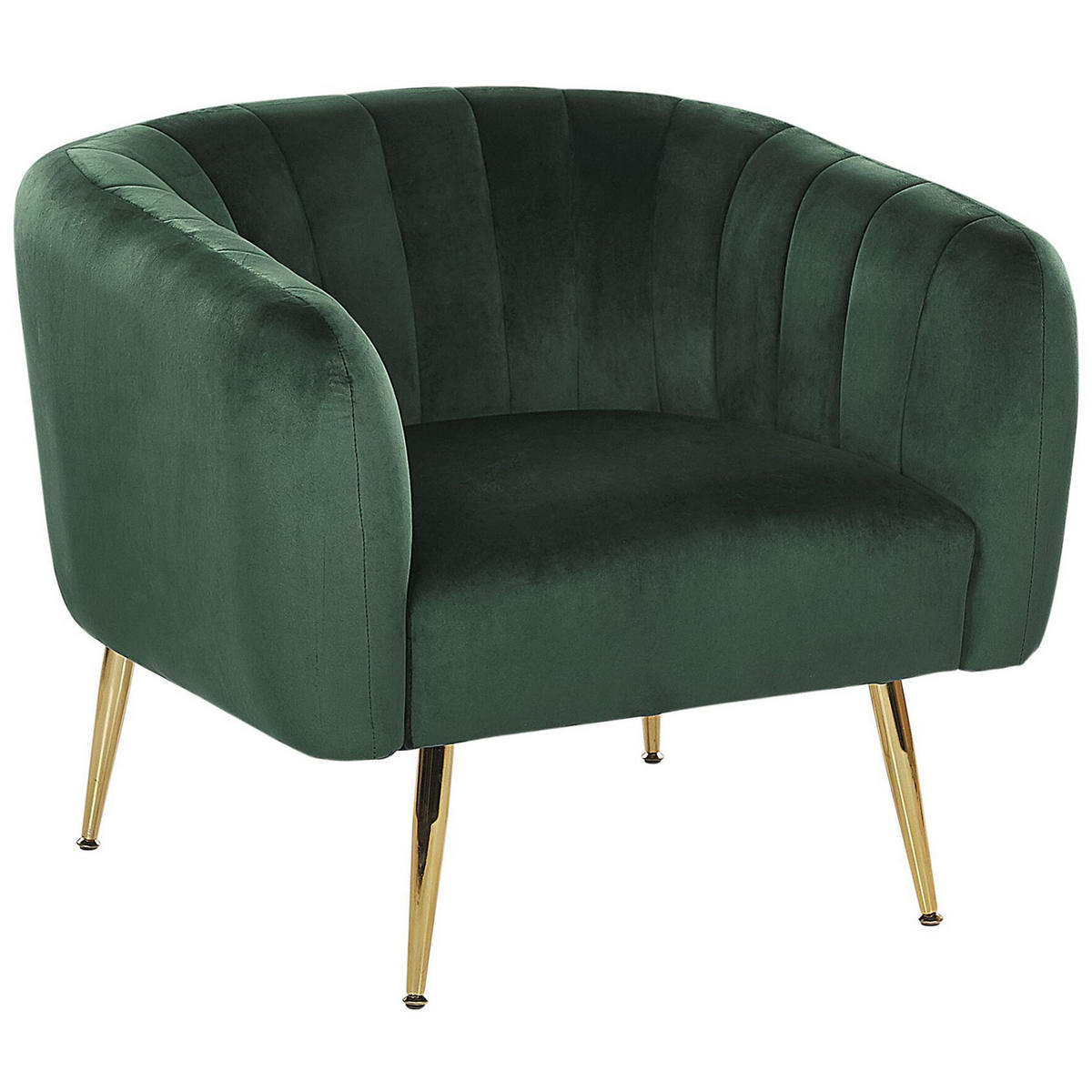 SESSEL Samtstoff Grün Laconia - Grün, Textil/Metall (85/72/62cm) - Beliani