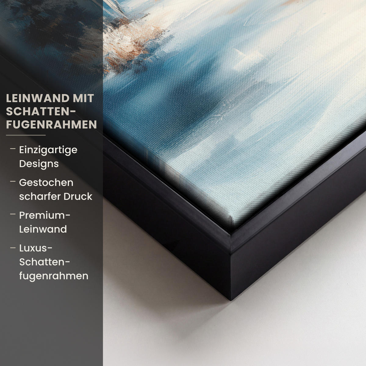 LEINWAND Bilder mit Rahmen - Wald – Winter – Natur – Abstrakt – Schnee - 20x30 - Weiß, Textil (20/30cm) - MuchoWow