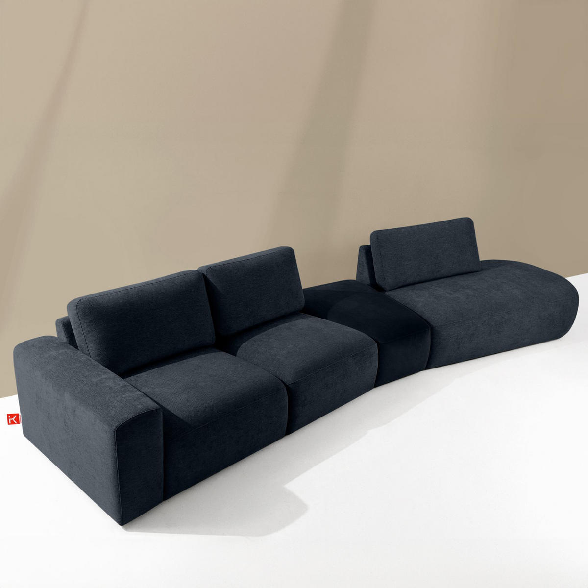 5-SITZER ECKSOFA ZUCCO Chenille rechts, Dunkelblau - Dunkelblau, Textil (430/84/105cm) - KONSIMO®