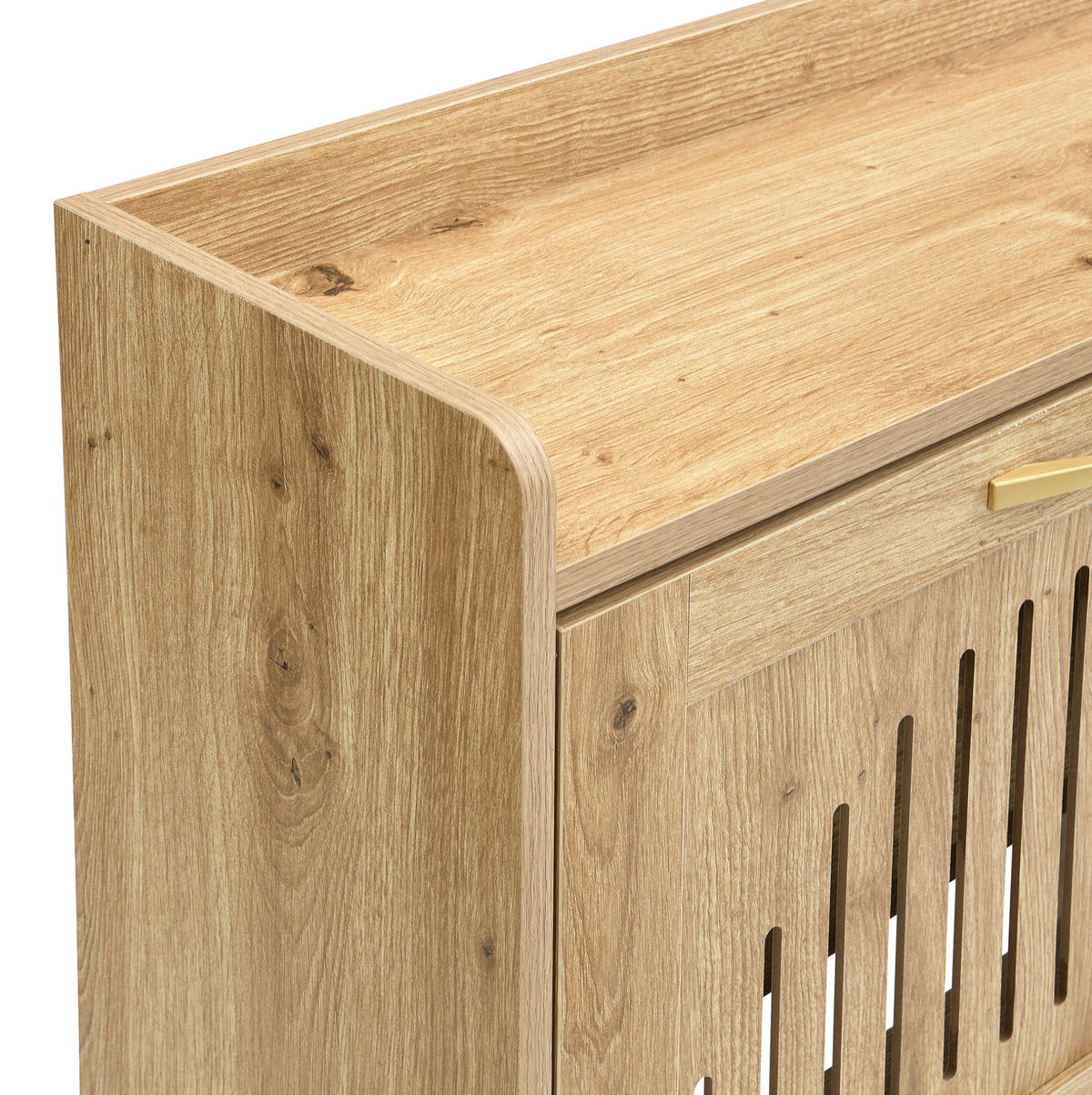 SCHUHSCHRANK 108,5/24/100 cm in Holzfarbe mit 4 Türen und Metallgestell - Naturfarben, Holzwerkstoff (108.5/100/24cm) - Flora Grace