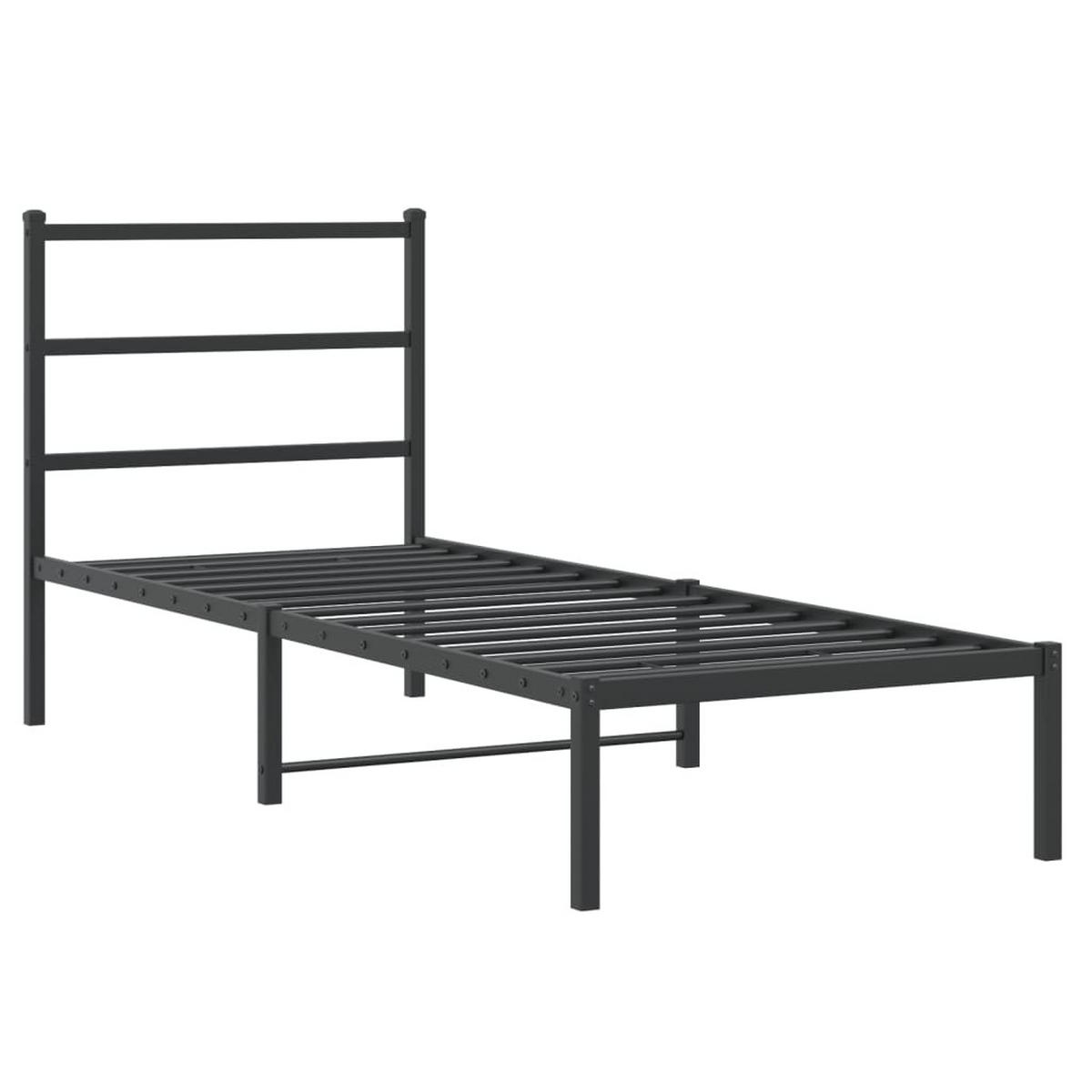 BETTGESTELL Mit Kopfteil Metall Schwarz 80/200 Cm - Schwarz, Metall (80/200cm) - vidaXL