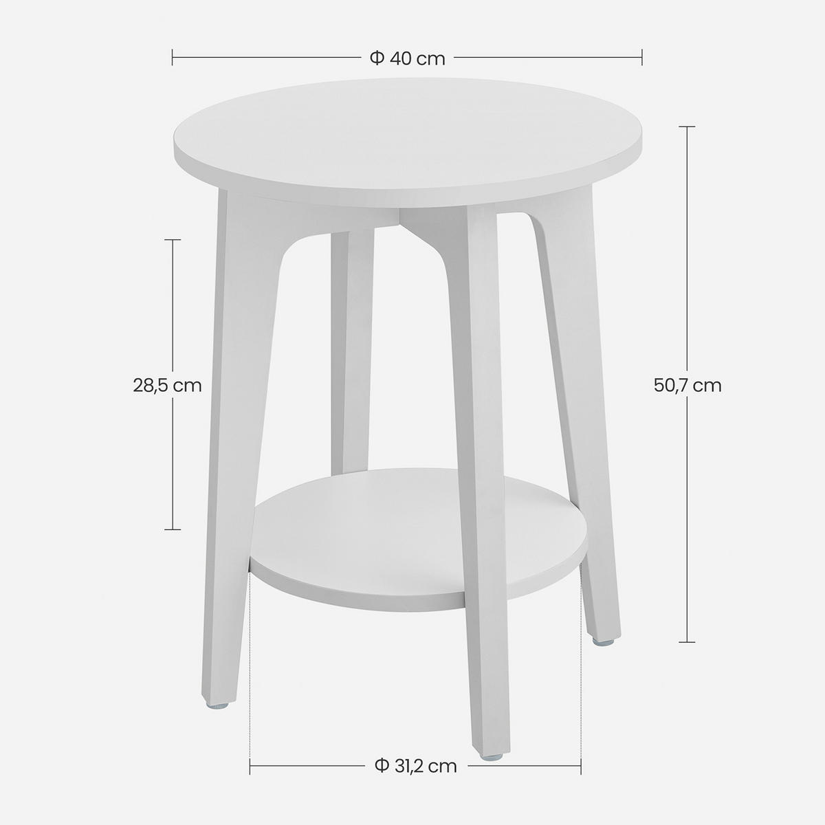 BEISTELLTISCH Weiß 40x50,7 cm LET283T14V1 Stabilität Durch Konstruktion - Weiß, Holzwerkstoff (50.7/40/8.5cm)
