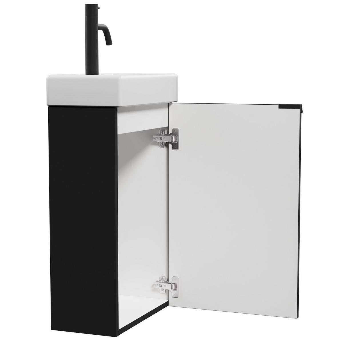 GÄSTE-WC-MÖBELSET Bosco 2 Teile Schwarz Matt - 40 x 22 x 68 cm - Schwarz, Holz (40/68/22cm) - Badplaats