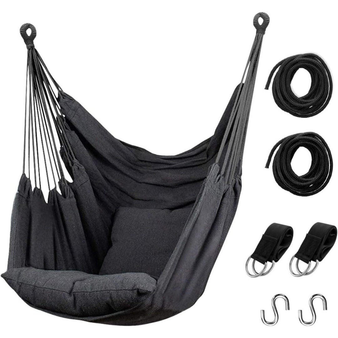 HÄNGEMATTE Hängesessel, Mit Tasche, 136 kg, Dunkelgrau - Grau, Textil (130/5/100cm) - Authentics