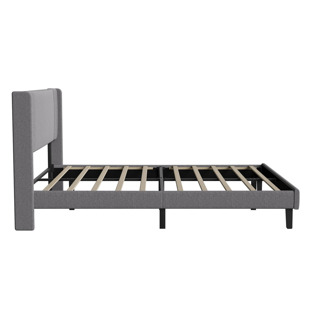 POLSTERBETT 140x200 cm Doppelbett mit Lattenrost, Leinenstoff Grau - Grau, Metall (140/200cm) - EuroLiving