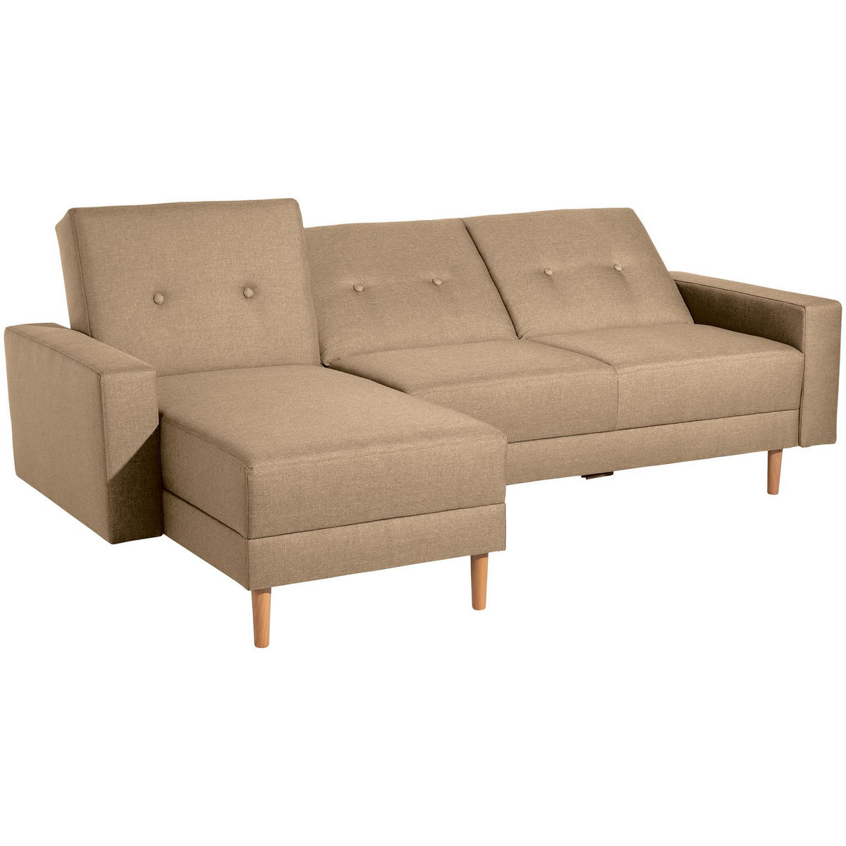 FUNKTIONSSOFA mit Hocker Kattie Flachgewebe sand - Sandfarben, Kunststoff (144/230cm) - 58aufmkessel