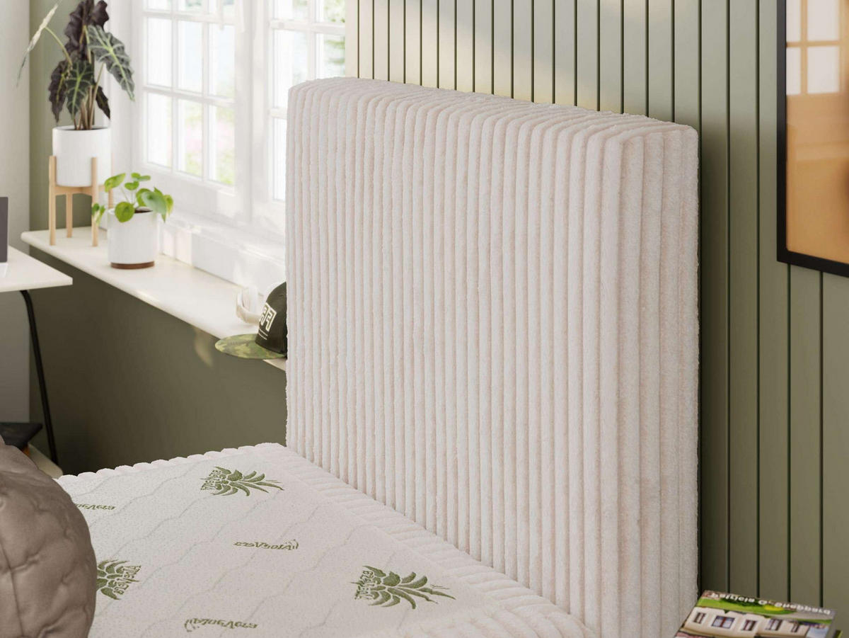 JUGENDBETT TILIO 90/200 - Beige - H4 - Rechts Seite - Beige, Textil (90/200cm) - MKS