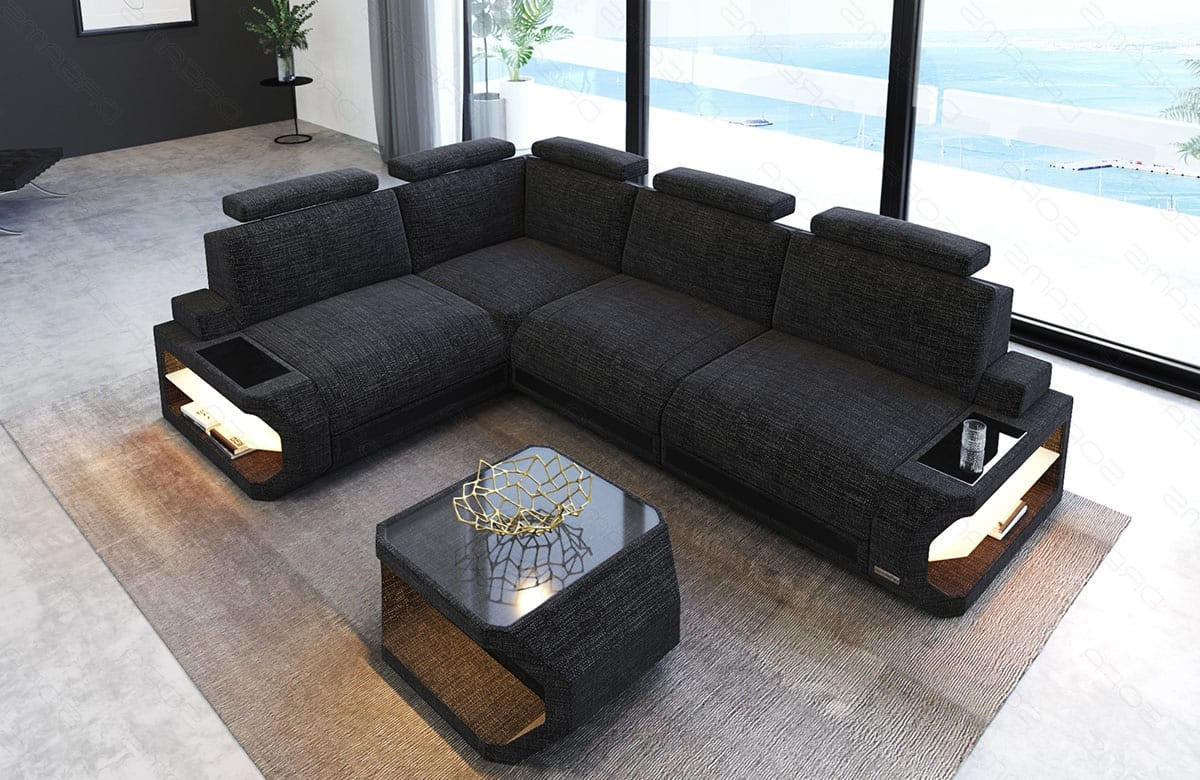 ECKSOFA Siena Schwarzgrau Schwarz Strukturstoff - Schwarz, Kunststoff (272/272cm)