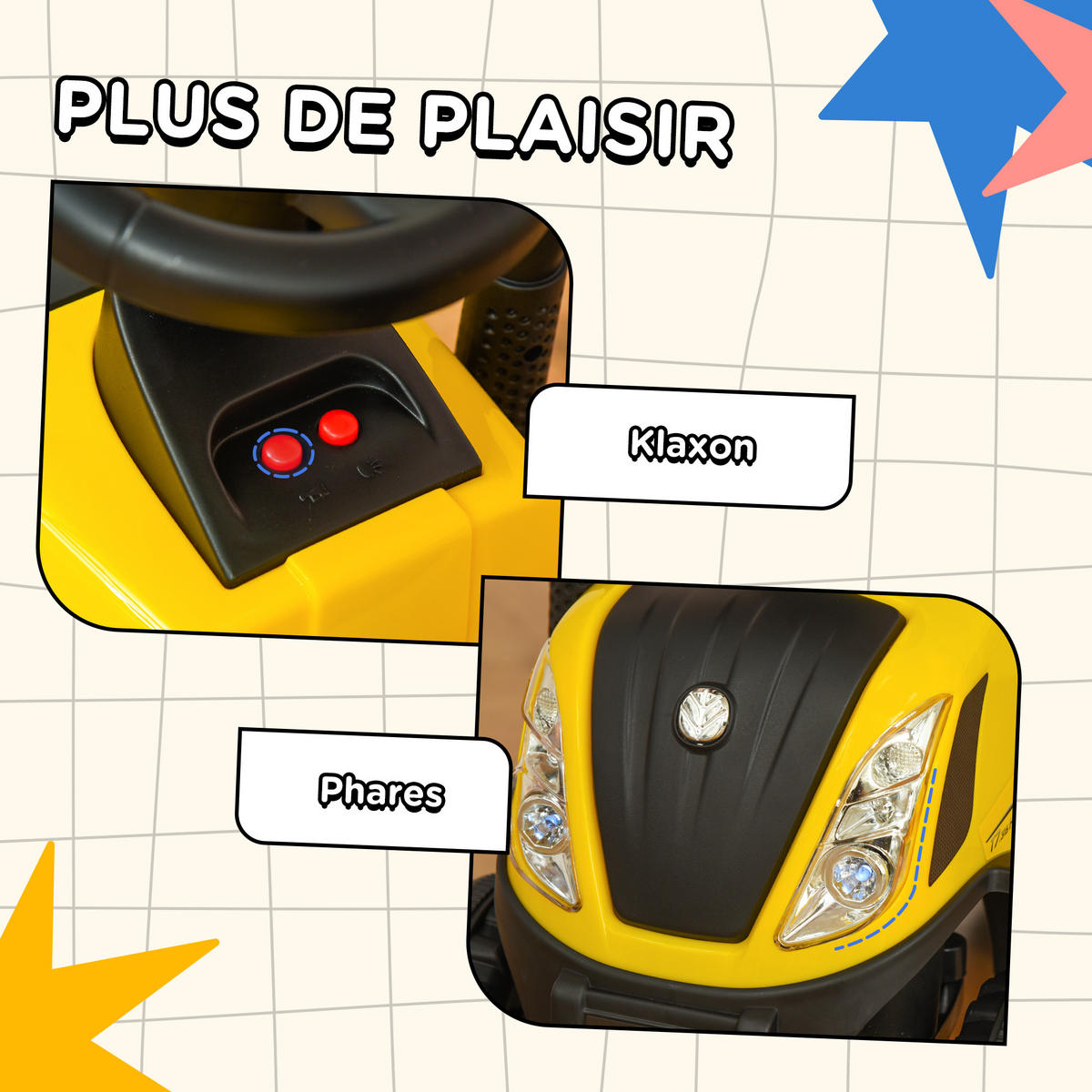 PORTEURTRAKTOR DE-13069 Licht & Sound Gelb - Gelb, Kunststoff (91/29/44cm) - ComfortXL