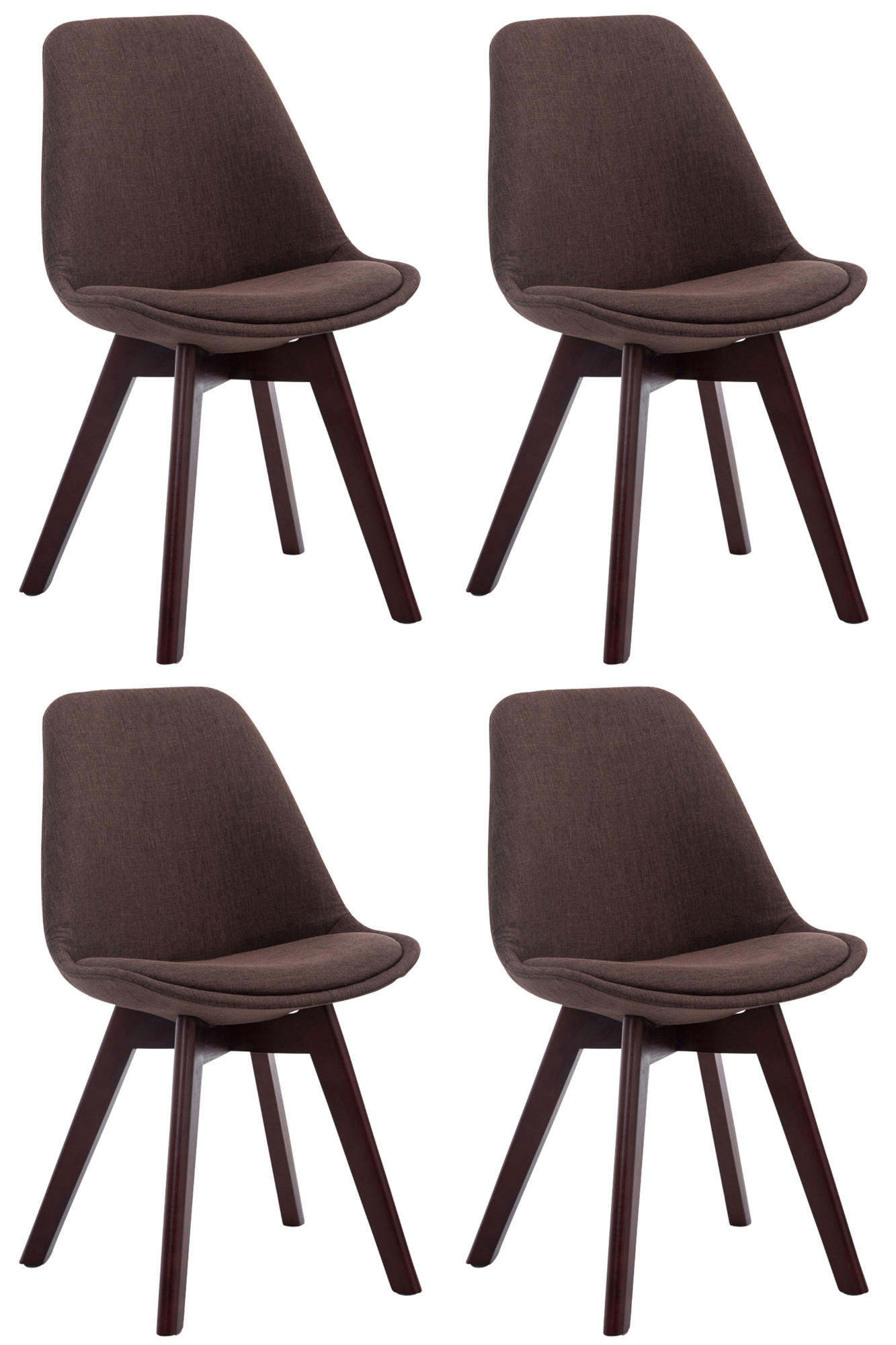 STUHL 4er Set Stoff braun - Walnussfarben/Braun, Holz/Textil (48/84/55cm) - CLP