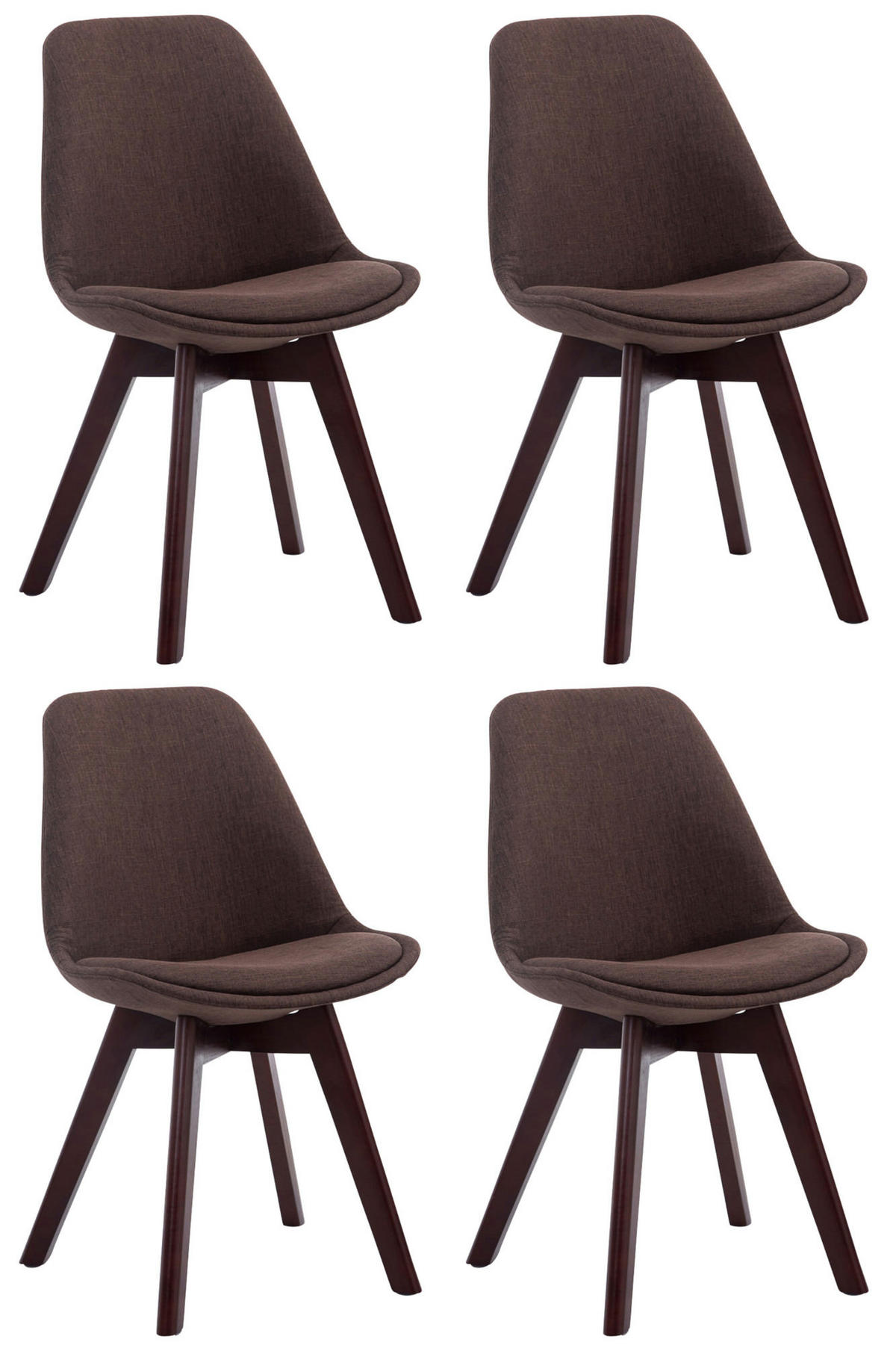 STUHL 4er Set Stoff braun - Walnussfarben/Braun, Holz/Textil (48/84/55cm) - CLP