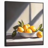 LEINWAND Bilder mit Rahmen - Zitronen - Stilleben - Gelb - 90x90 - Gelb, Textil (90/90cm) - MuchoWow