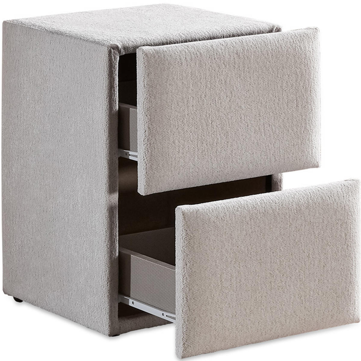 NACHTTISCH OSLO 40/42/58 cm, Ivory, zwei Schubladen - Creme/Schwarz, Holz/Kunststoff (40/58/42cm) - Consilio Concept