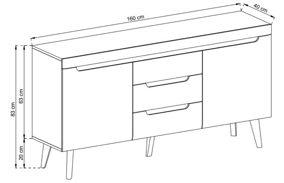 SIDEBOARD Schwarz Nordan NKSZ160 Artisan Eiche - Multicolor, Holzwerkstoff (160/83/40cm) - Sepro Meble