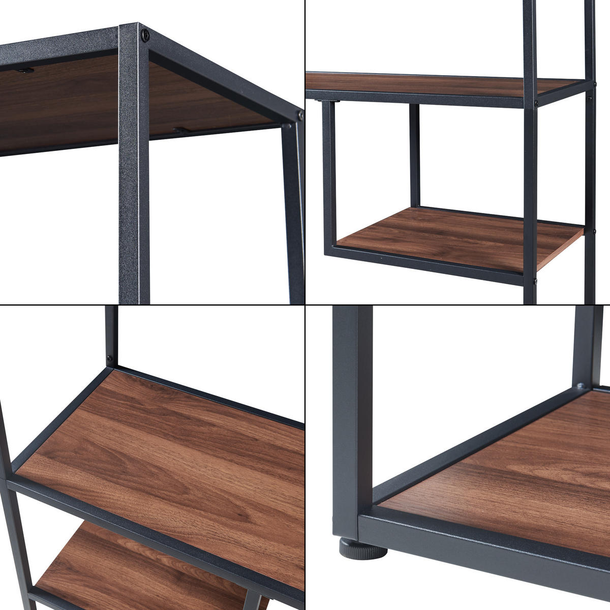 BÜCHERREGAL Østre - Walnussfarben/Schwarz, Holzwerkstoff/Metall (83/180/34cm) - [en.casa]