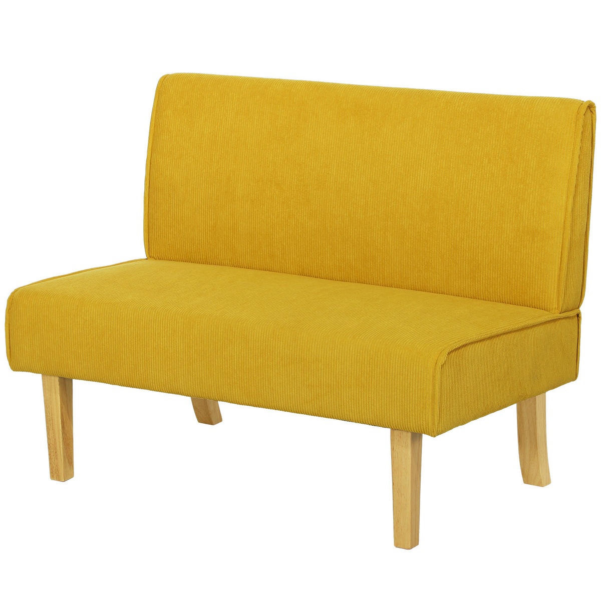 ZWEISITZER-SOFA DE-06478 dicke Polsterung, solide Holzbeine Gelb - Gelb, Holz/Textil (110/85/62cm) - ComfortXL