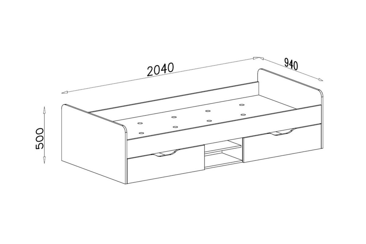 JUGENDBETT REMI 15 90/200 in Eichenweiß / Weiß Matt / Anthrazit - Eichefarben/Anthrazit, Holzwerkstoff (90/200cm) - Deine Möbel 24