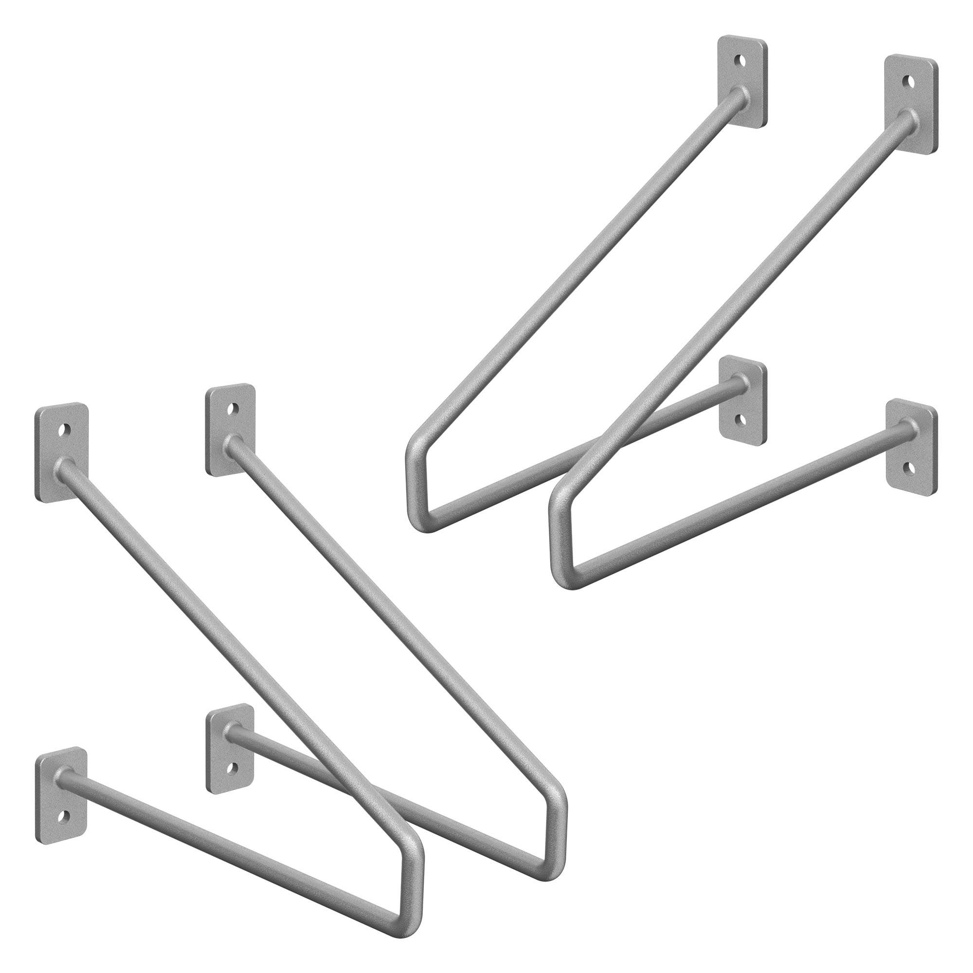 REGALHALTERUNG 2er Set 220mm Silber - Silberfarben, Metall (18/2.3/22cm) - ML-DESIGN