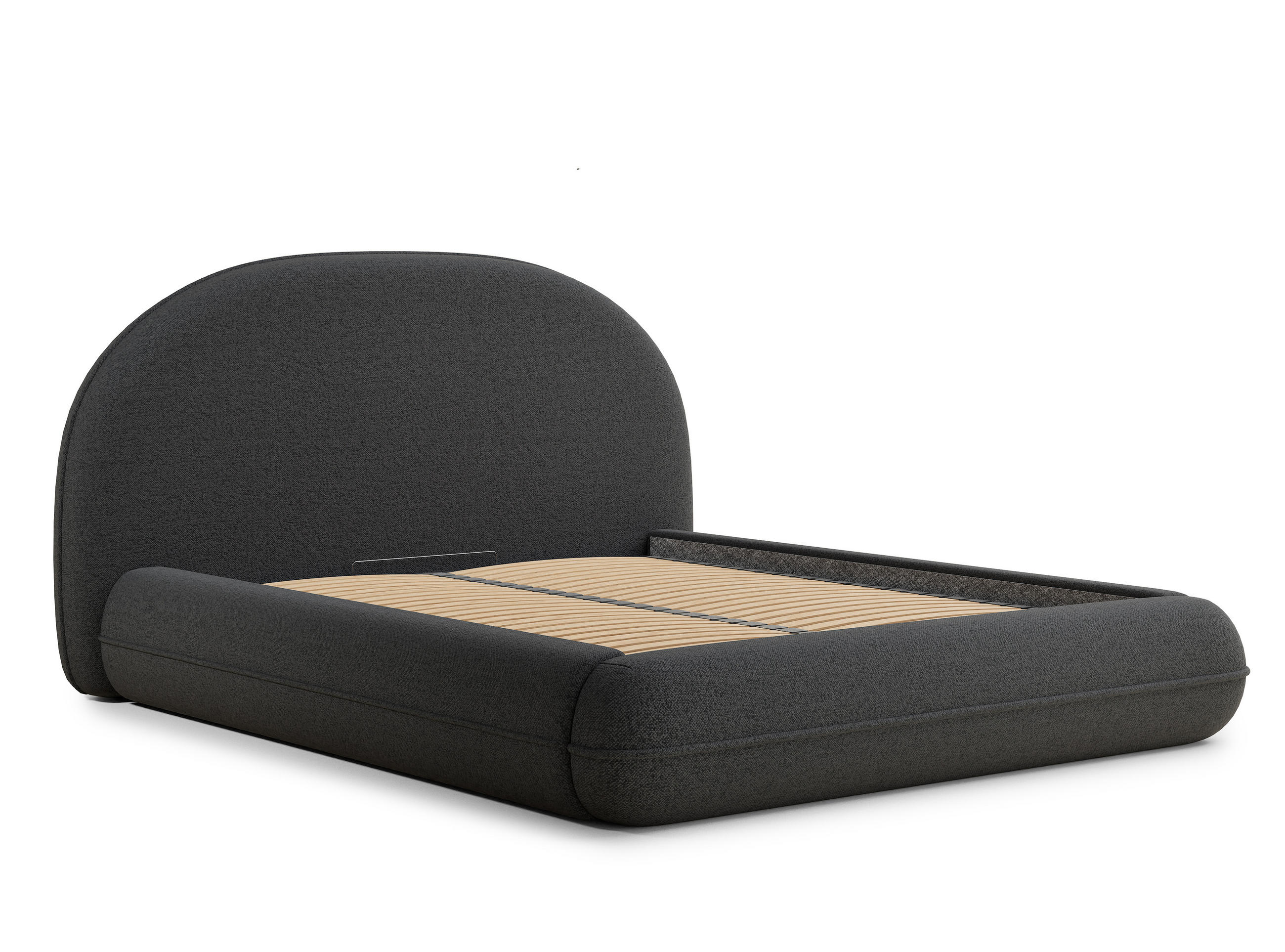 POLSTERBETT Koji Graphit 140/200 cm im Webstoff - Schwarz/Graphitfarben, Holz/Holzwerkstoff (140/200cm) - Maison de Reve