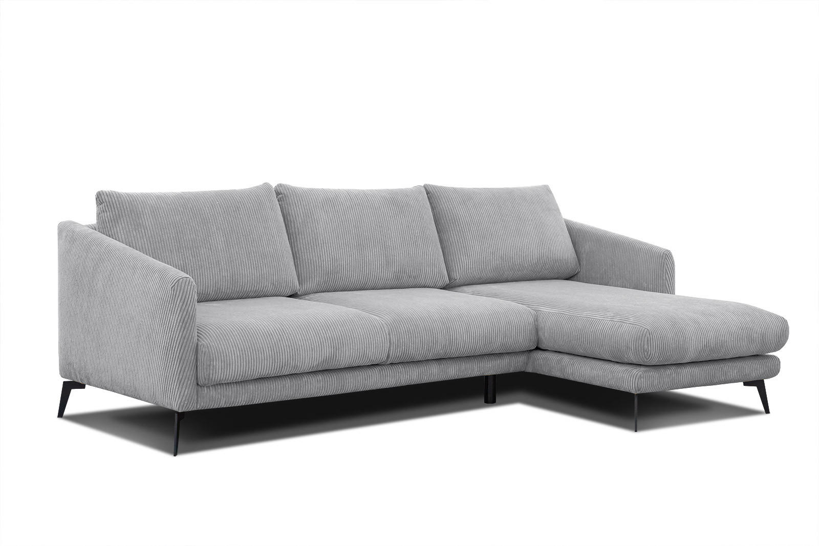 ECKSOFA VILT 4-Sitzer, hellgrau - Hellgrau/Schwarz, Holzwerkstoff/Textil (255/156cm) - Courtois Laville