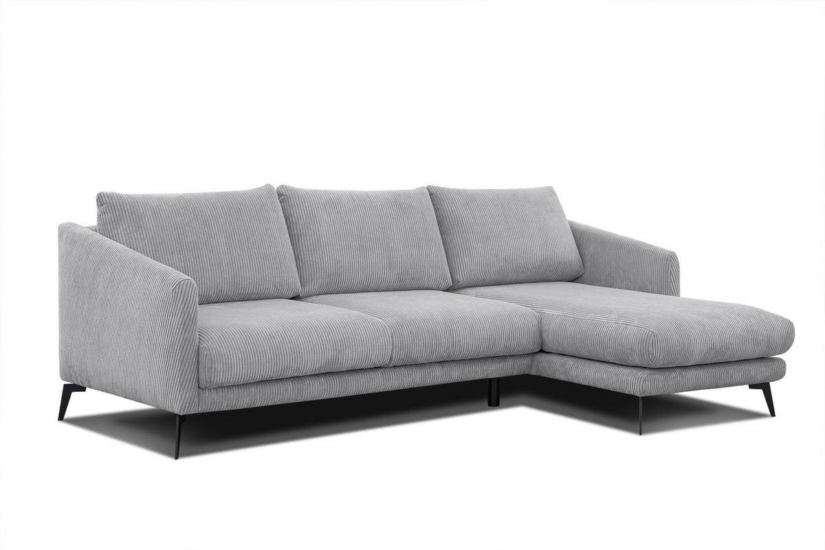 ECKSOFA VILT 4-Sitzer, hellgrau - Hellgrau/Schwarz, Holzwerkstoff/Textil (255/156cm) - Courtois Laville