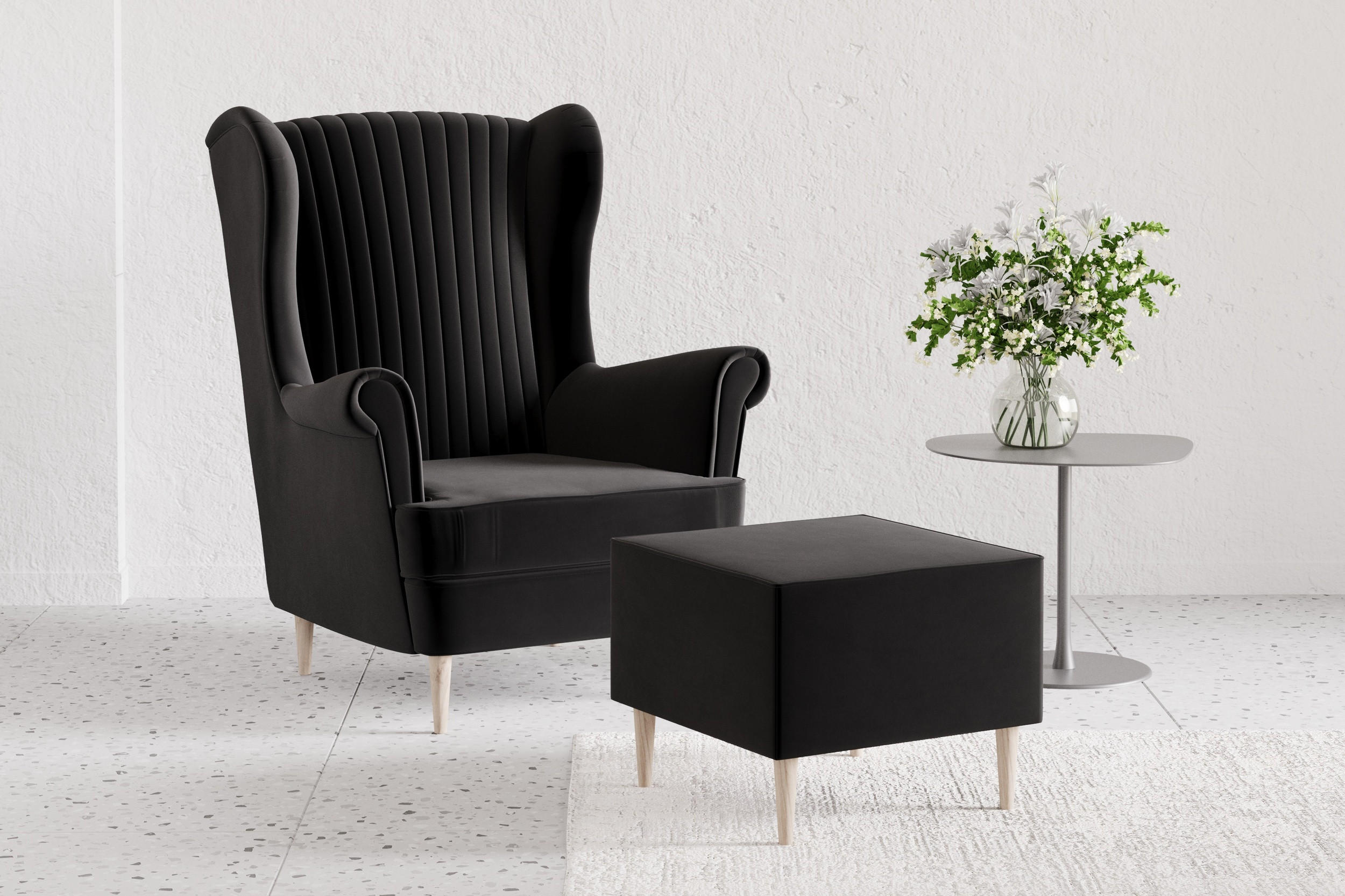 OHRENSESSEL - Sessel Comfy - Schwarz - Schwarz, Holzwerkstoff (83/103/95cm) - Möblo